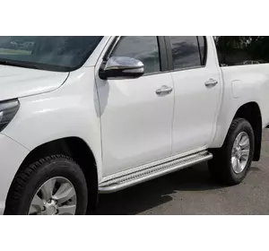 Бокові пороги KB001 (нерж) 51 мм для Toyota Hilux 2015-2024 рр Бокові пороги KB001 (нерж) 51 мм для Toyota Hilux 2015-2024 рр