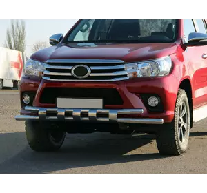 Передній захист ST015 (нерж) для Toyota Hilux 2015-2024 рр Передній захист ST015 (нерж) для Toyota Hilux 2015-2024 рр