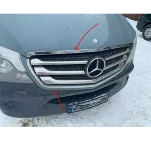 Обведення решітки (2013-2024, нерж) OmsaLine - Італійська нержавійка для Mercedes Sprinter W906 рр Обведення решітки (2013-2024, нерж) OmsaLine - Італійська нержавійка для Mercedes Sprinter W906 рр