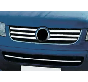 Накладки на решітку (6 шт, нерж) Carmos - Турецька сталь для Volkswagen T5 Multivan 2003-2010 рр Накладки на решітку (6 шт, нерж) Carmos - Турецька сталь для Volkswagen T5 Multivan 2003-2010 рр