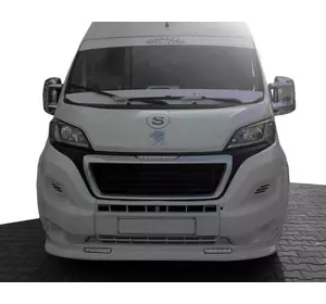 Передня накладка 2014-2024 (вузька з LED, під фарбування) для Fiat Ducato 2006-2024 та 2014-2024 рр Передня накладка 2014-2024 (вузька з LED, під фарбування) для Fiat Ducato 2006-2024 та 2014-2024 рр