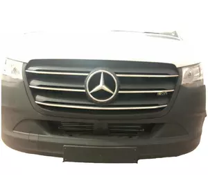 Накладки на решітку (5 шт, нерж) OmsaLine - Італійська нержавійка для Mercedes Sprinter W907/W910 2018-2024 рр Накладки на решітку (5 шт, нерж) OmsaLine - Італійська нержавійка для Mercedes Sprinter W907/W910 2018-2024 рр