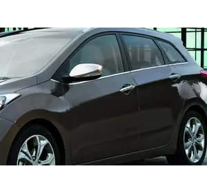 Накладки на дзеркала з вирізом під поворот (2 шт., нерж) ABS - Хромований пластик для Hyundai Accent Solaris 2011-2017 рр