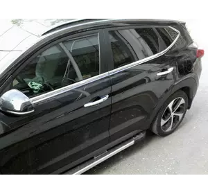 Нижня окантовка вікон (6 шт, нерж) OmsaLine - Італійська нержавійка для Hyundai Tucson TL 2016-2021рр Нижня окантовка вікон (6 шт, нерж) OmsaLine - Італійська нержавійка для Hyundai Tucson TL 2016-2021рр