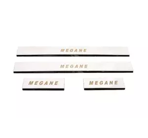 Накладки на пороги Carmos (4 шт, нерж) для Renault Megane III 2009-2016 рр Накладки на пороги Carmos (4 шт, нерж) для Renault Megane III 2009-2016 рр