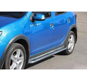 Бокові пороги KB001 (нерж) 51 мм для Dacia Sandero 2013-2020 рр