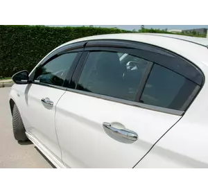 Нижні молдинги стекол темний хром (нерж) Sedan/HB (4 штуки) для Fiat Tipo 2016-2024 рр Нижні молдинги стекол темний хром (нерж) Sedan/HB (4 штуки) для Fiat Tipo 2016-2024 рр