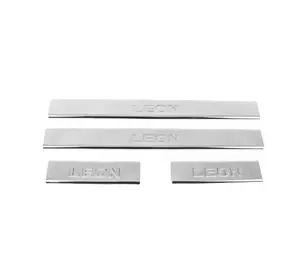 Накладки на пороги Carmos V2 (4 шт, нерж) для Seat Leon 2013-2020 рр