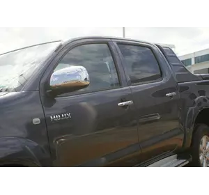 Накладки на дзеркала (2 шт., нерж) OmsaLine - Італійська нержавійка для Toyota Hilux 2006-2015 рр Накладки на дзеркала (2 шт., нерж) OmsaLine - Італійська нержавійка для Toyota Hilux 2006-2015 рр