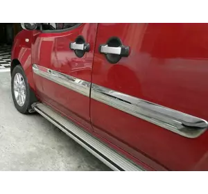 Молдинг дверний Широка модель (4 шт, нерж) Carmos - Турецька сталь для Fiat Doblo I 2005-2010 рр Молдинг дверний Широка модель (4 шт, нерж) Carmos - Турецька сталь для Fiat Doblo I 2005-2010 рр