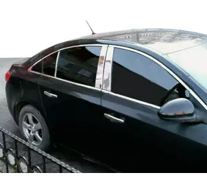 Молдинг дверних стійок (4 шт, нерж.) для Fiat Albea 2002-2024 рр Молдинг дверних стійок (4 шт, нерж.) для Fiat Albea 2002-2024 рр