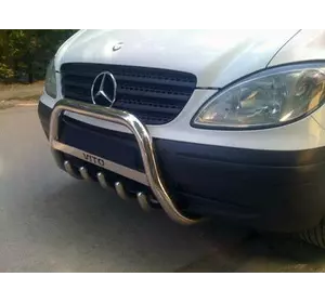 Кенгурятник 60мм (нерж.) з написом, 2010-2015, 60мм для Mercedes Vito W639 рр Кенгурятник 60мм (нерж.) з написом, 2010-2015, 60мм для Mercedes Vito W639 рр