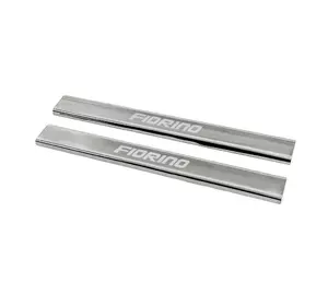 Накладки на пороги Carmos V3 (2 шт, нерж.) для Fiat Fiorino/Qubo 2008-2024 рр Накладки на пороги Carmos V3 (2 шт, нерж.) для Fiat Fiorino/Qubo 2008-2024 рр