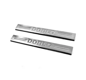 Накладки на дверні пороги V4 (Carmos, 2 шт, нерж.) для Fiat Doblo I 2005-2010 рр