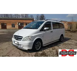 Бокові пороги Premium (2 шт., нерж) d42, Коротка/Середня база для Mercedes Viano 2004-2015 рр Бокові пороги Premium (2 шт., нерж) d42, Коротка/Середня база для Mercedes Viano 2004-2015 рр