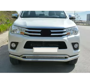 Передній вус подвійний Vegas (нерж) d76/42 мм для Toyota Hilux 2015-2024 рр Передній вус подвійний Vegas (нерж) d76/42 мм для Toyota Hilux 2015-2024 рр