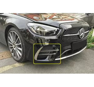 Бокові накладки на передній бампер 2020-2024 (нерж) для Mercedes E-сlass W213 2016 -2024 рр Бокові накладки на передній бампер 2020-2024 (нерж) для Mercedes E-сlass W213 2016 -2024 рр